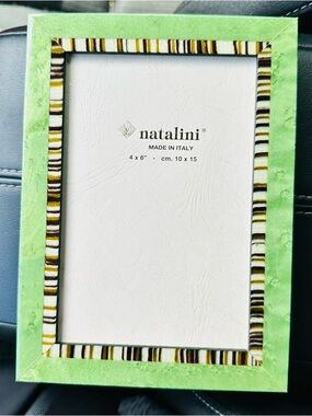 NATALINI INLAID ITALY 7.25" x 5.25" FRAME For 4"x6" Green African Zebra Stripe
